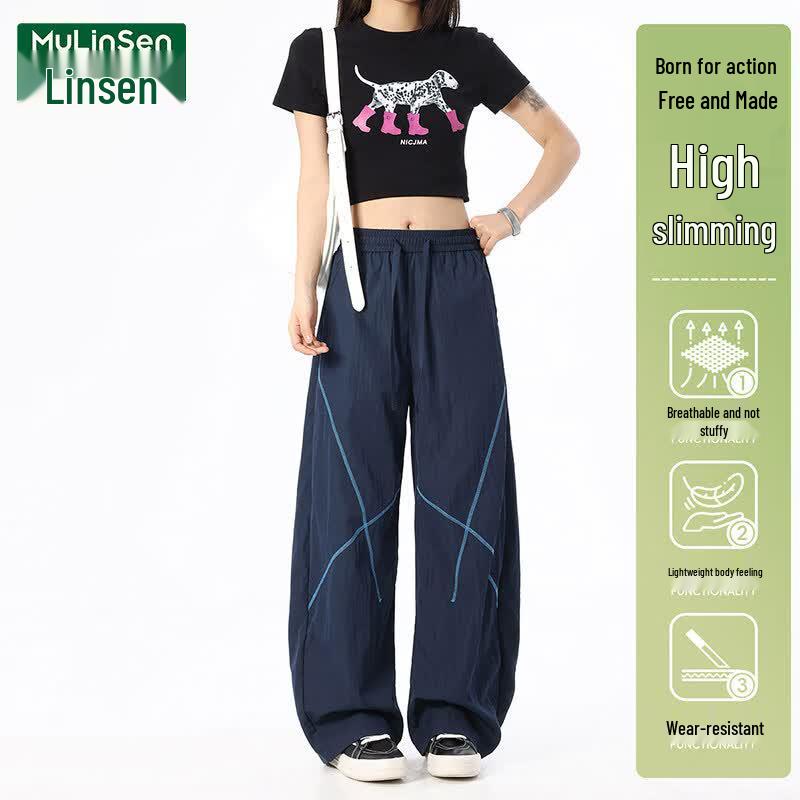 MULINSEN Women s Quick-Dry Loose Fit Wide Leg Pants M тёмно-синий