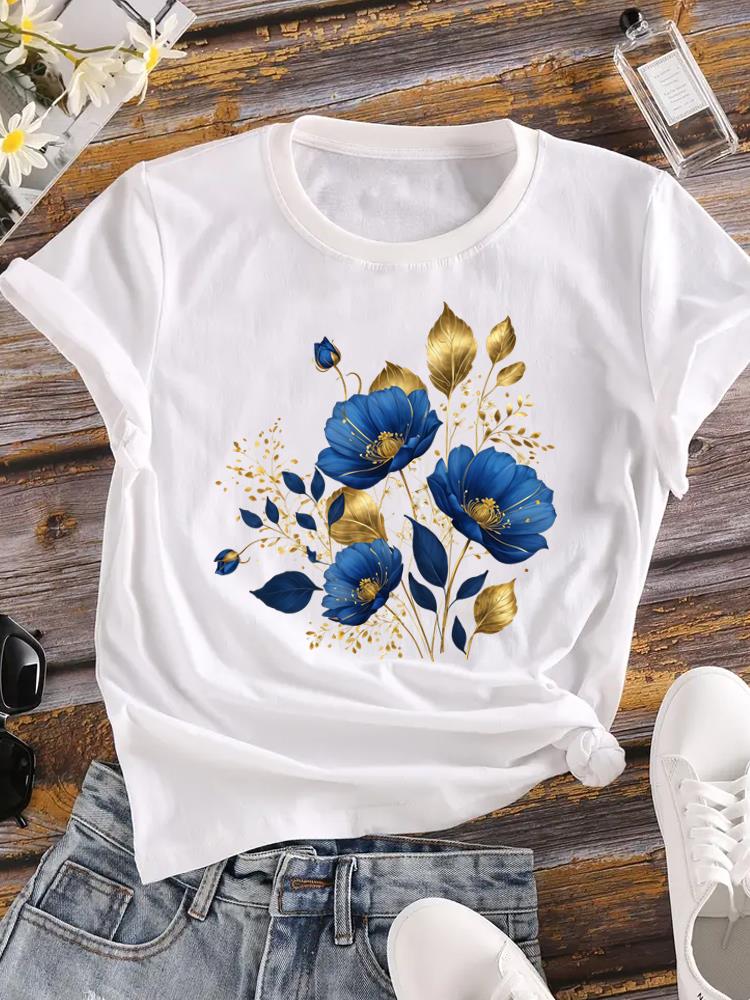 (Asian Size) T Shirt Printed Women Tee Clothing Casual Fashion Lady feather trend 90s Female Top Graphic Short Sleeve T-shirts