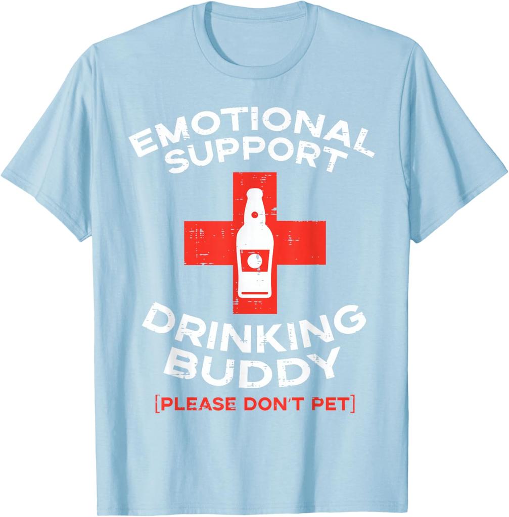Emotional Support Drinking Buddy Beer Graphic TShirt Funny Gift Casual Cotton Tee