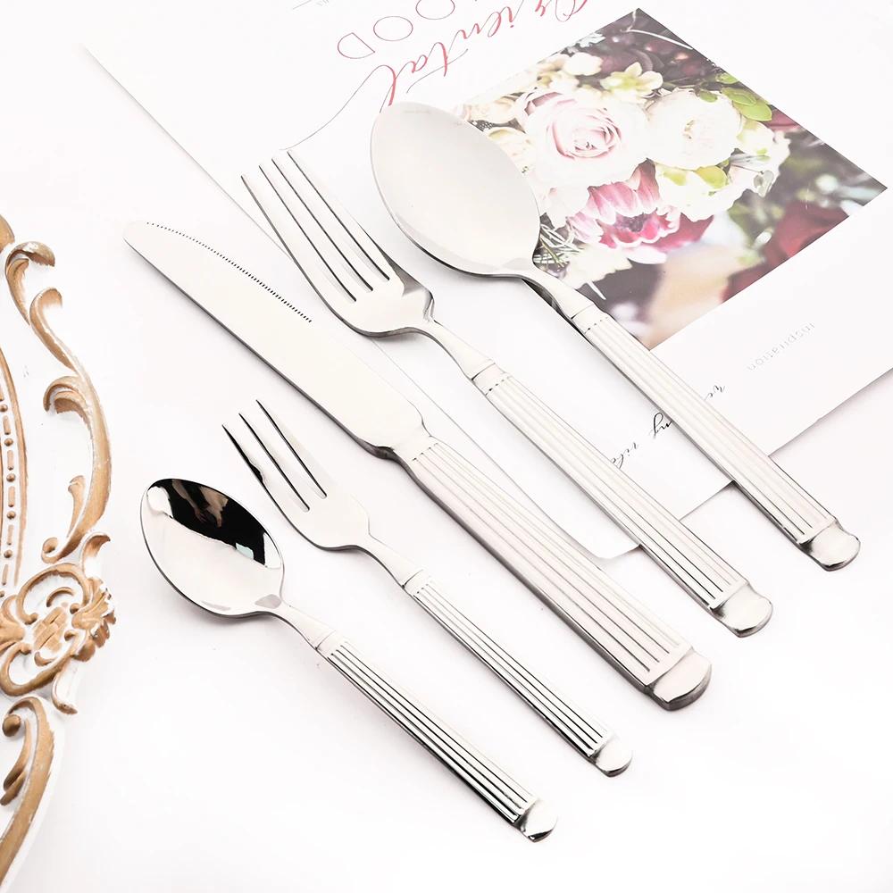 Mirror 6/24Pcs Tableware Set Stainless Steel Cutlery Knife Cake Fork Coffee Spoon Dinnerware Vintage Home Kitchen Flatware Set