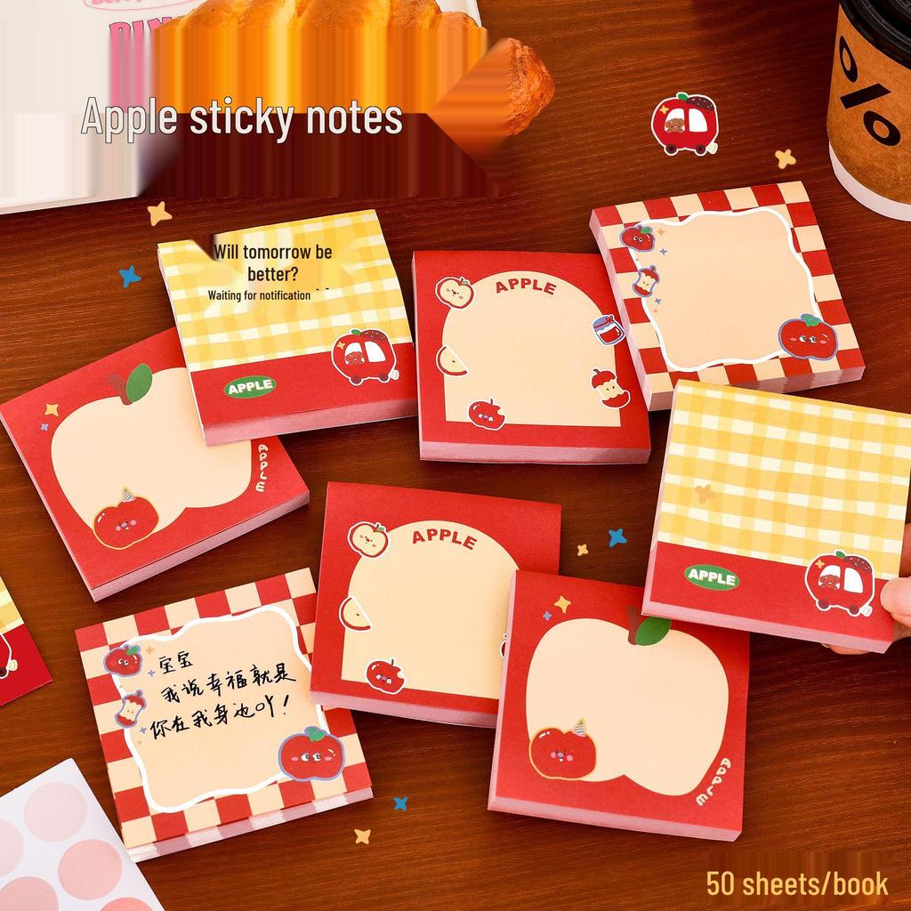 Cute Cartoon Apple Reusable Sticky Notes Pad for Students