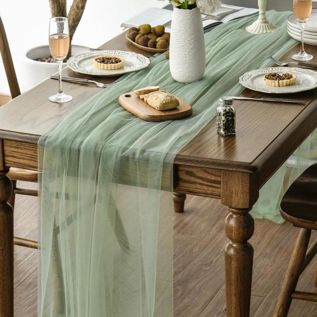 Tessuto Tulle Decorazioni Fai da Te Accessori Matrimonio Festa Evento di Natale Tessuto a Rete Trasparente Materiale Elegante Runner da Tavola Fiocchi per Sedie Sfondo