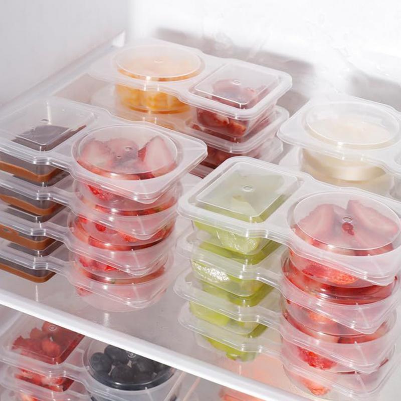 Double Compartment Condiment Container 20Pieces Travel Condiment Container Clear Portable Box With Lid Leakproof Portion Cups China Mainland