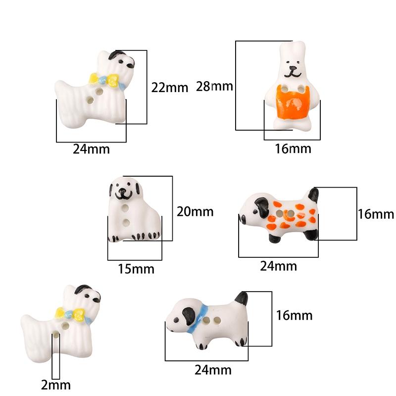 Lovely Ceramic Button Cartoon Ceramic Beads Cartoon Rabbit Puppy Button Beads DIY Jewelry Beads DIY Clothing Beads 1pc