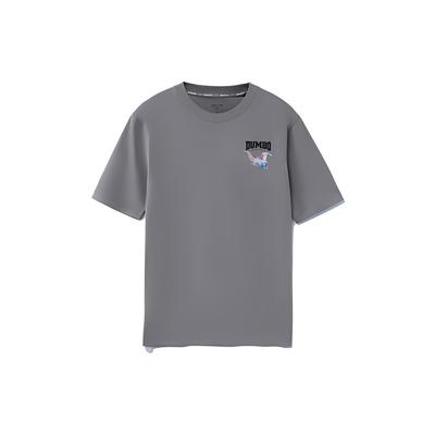 Li Ning X Disney Kollaboration Dumbo Serie Cartoon-Print Lockerer Rundhalsausschnitt Kurzarm T-Shirt Damen Tops Frostgrau AHSRA70-2