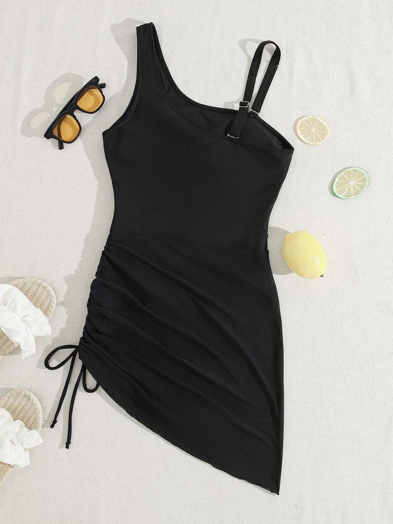 Women's Swimwear Solid Color Mesh Patchwork Bikini Beach Suit Bathing Suits