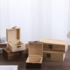 Square Wooden Box Vintage Metal Clasp Flip-top Lid