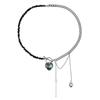 Y2K Heart Beaded Necklace Women Boho Crystal Love Heart Gravel Clavicle Chain Cool Choker Exquisite Fashion Jewelry Gifts