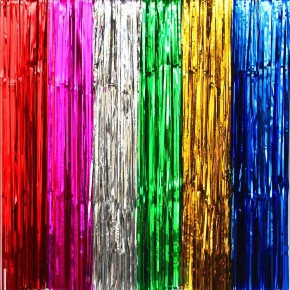 Decor 2M Foil Fringe Curtains Colorful Background Foil Tassel Curtain DIY Shiny Party Backdrop Curtains Shower Party