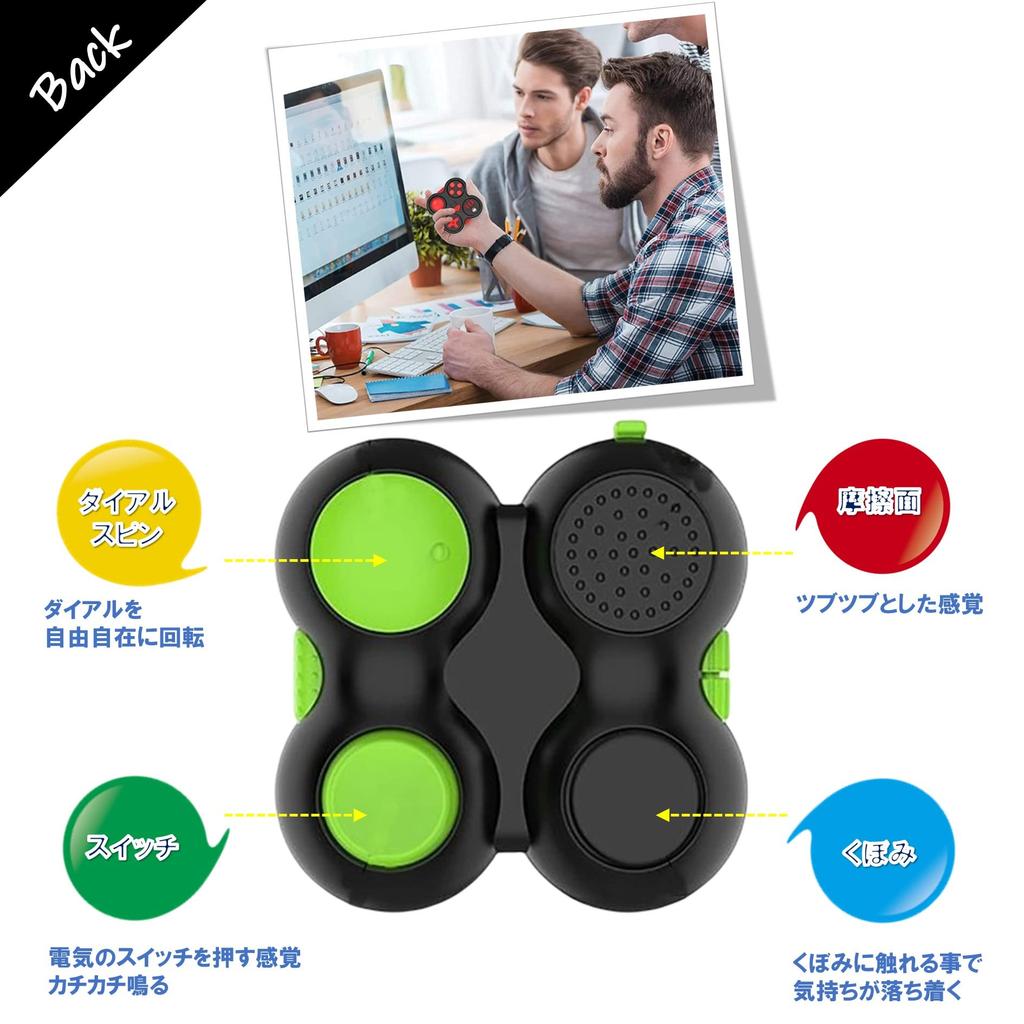 Leiasnow Fidget Pad, Stressabbau-Spielzeug mit Knöpfen, Angstlinderung, Raucherentwöhnung und Autismus (Grün Schwarz)