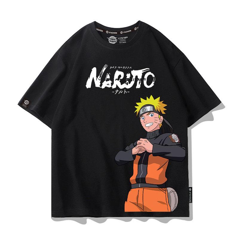 Anime Cartoon Childrens Tshirt Naruto Cartoon Co Branded Printing Parentchild Outfit Summer Cotton Fashion Short Sleeve
