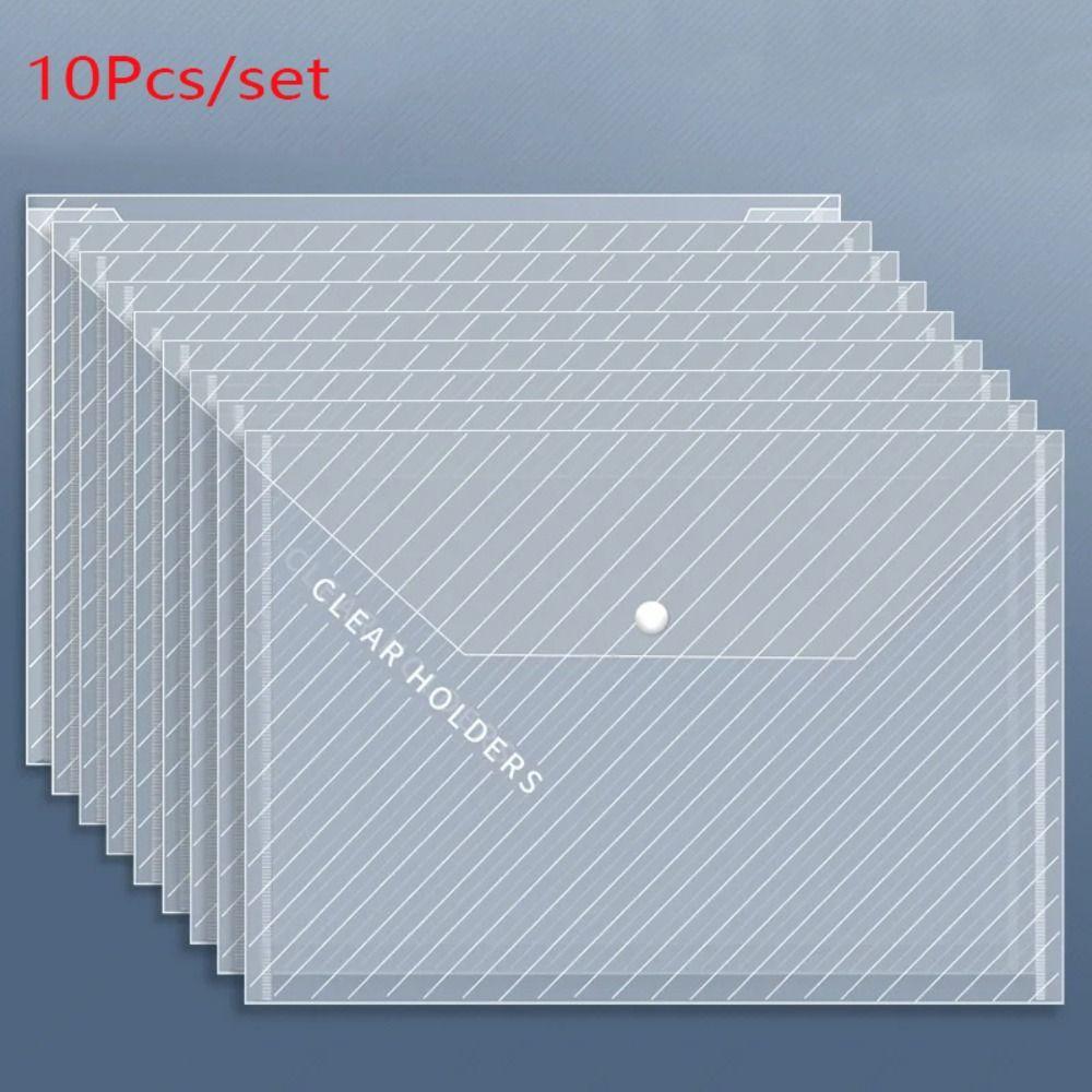 

10 шт./пакет с кнопками, сумка для документов, прозрачные карманы для хранения, прочная сумка для архивов B