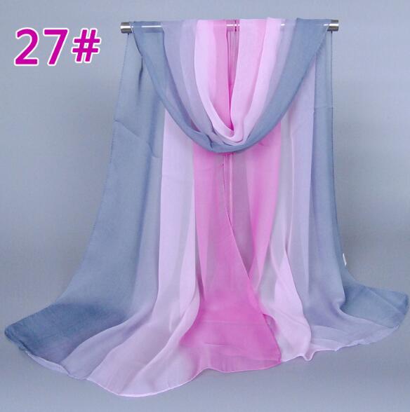 Lady Fashion Voile Girls Scarves Chiffon Scarf Women High Quality Gradual Color Women Silk Scarf  Popular Scarves Wrap shawl