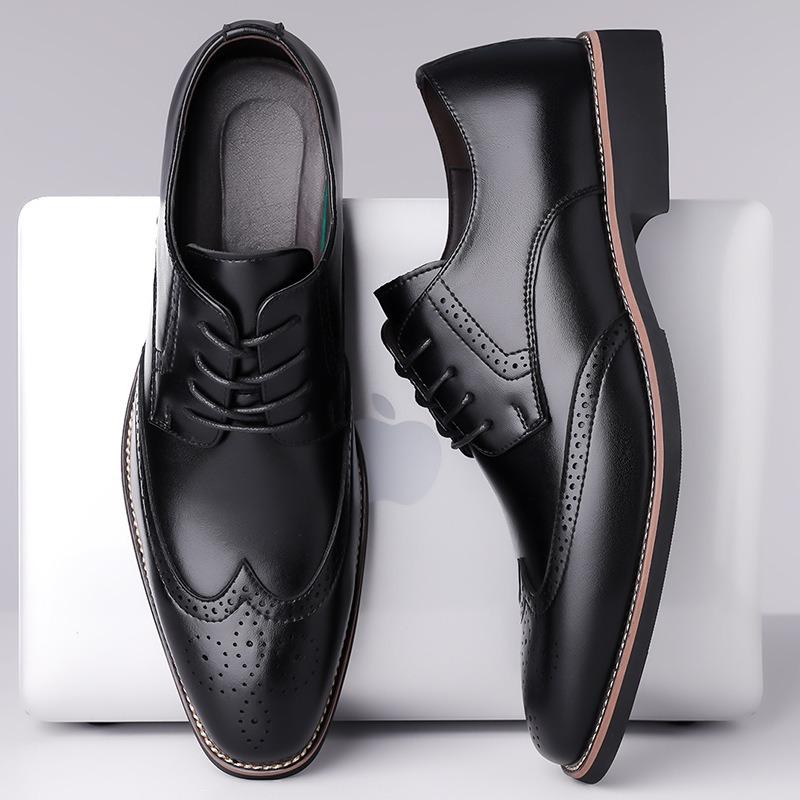 Fashion Big Size Spring Autumn Leather Brogue Shoes Man Designer Soft-soled Men Wedding Shoes Male FashionBusiness Men's Dress Shoe