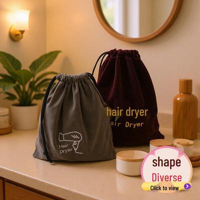 Hotel Flannel Drawstring Hair Dryer and Jewelry Pouch