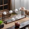 Chinese Style Bamboo Tea Cup Display and Drain Rack