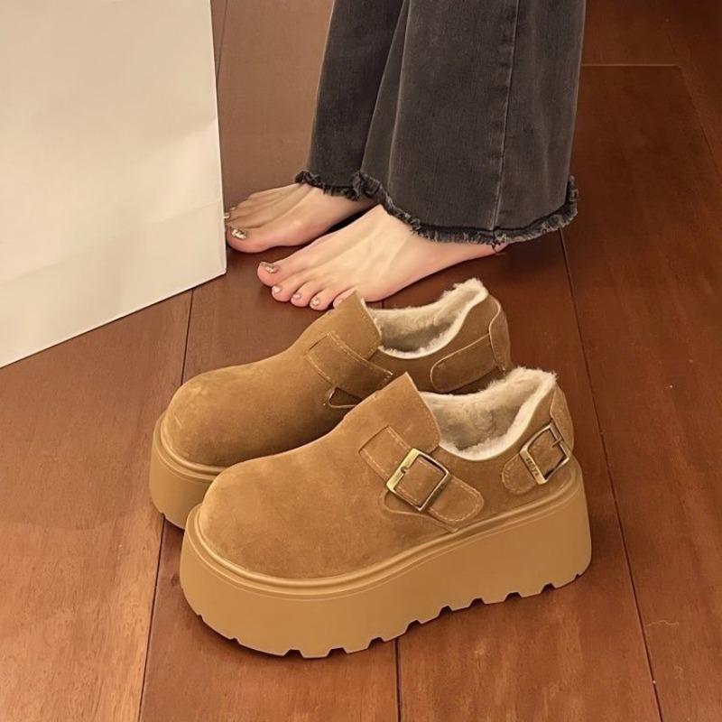 Dicksohlige Birken Schuhe für Damen, Neue Retro und vielseitige Fleece-Warme Slipper