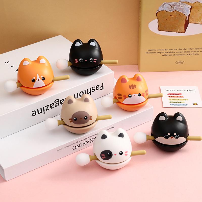 Cute Cartoon Wooden Fish Funny Decompression Toy Soundmaking Percussion Instrument Fortunate Wooden Fish Cat Figurines Gift