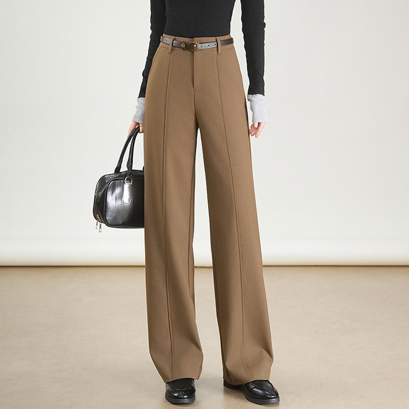 Women s 2025 Autumn Wide-Leg Drape Slimming Trousers 29 коричневый