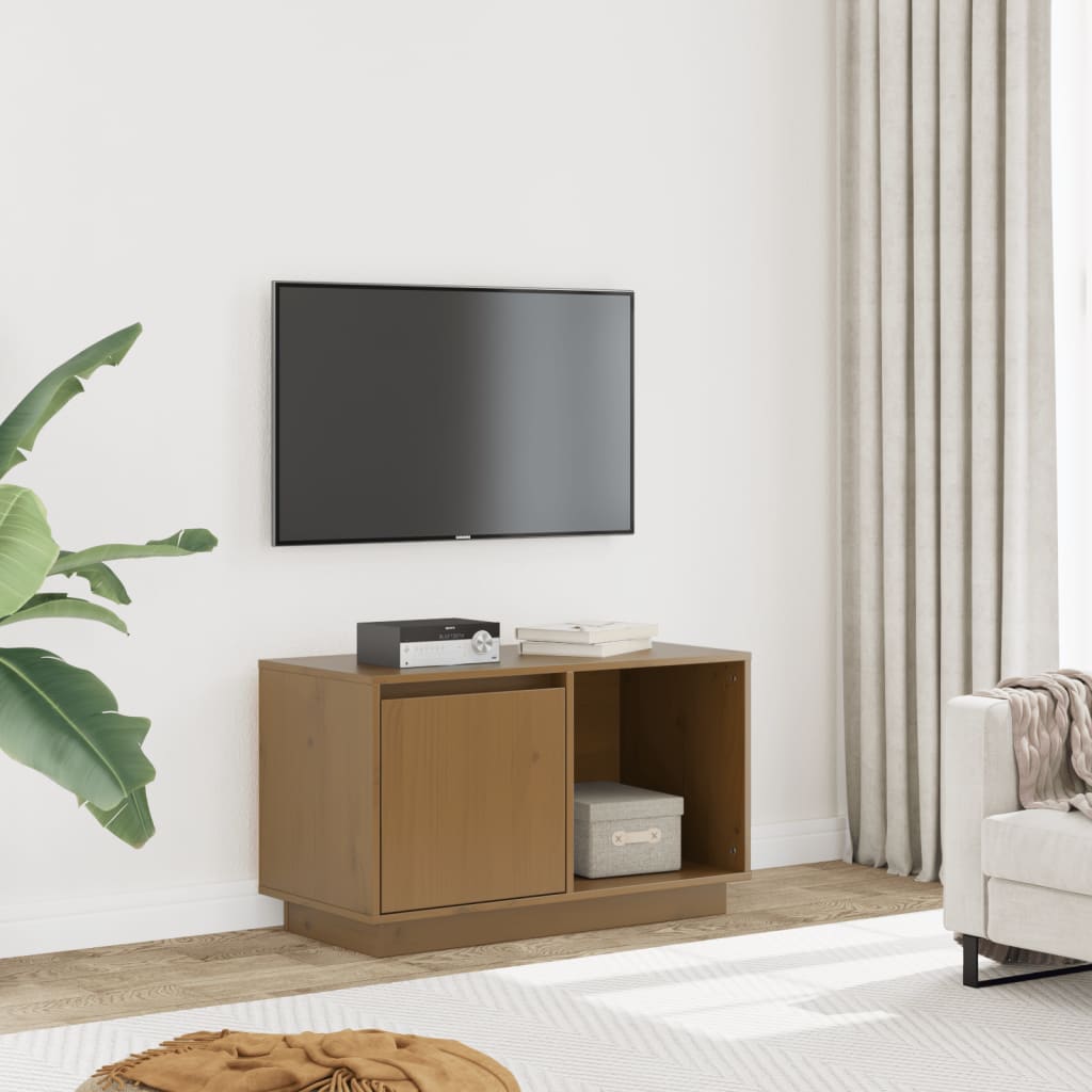 Vidaxl TV Cabinet, Honey Brown, 74X35X44 Cm, Solid Pine Wood