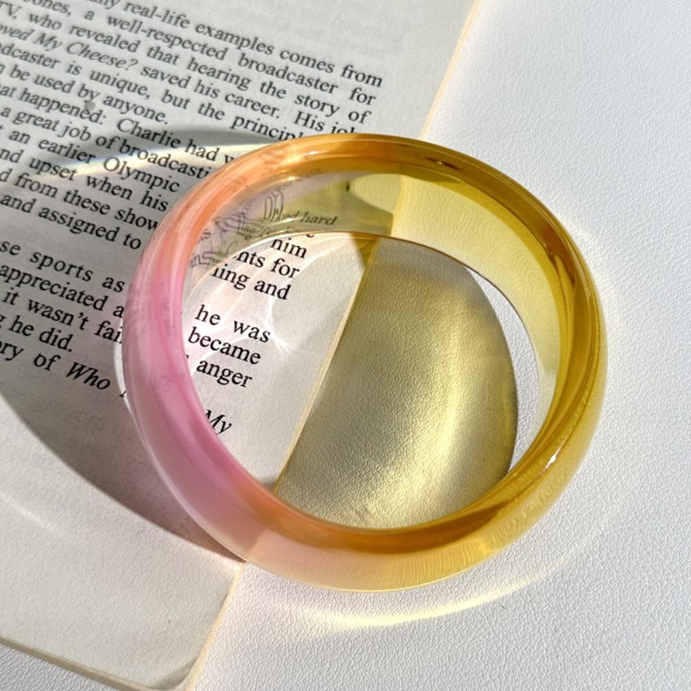 Transparent Jelly Color Wide Bracelet Gradient Geometric Irregular Bangle  Girls