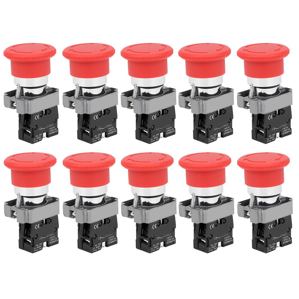 

BERM@ Button Emergency Stop Equipment Alloy Silver Contacts BEM‑XB2‑01ZS 240V Button Push Button Power Distribution Control червоний
