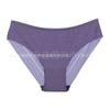 Women Striped Lace Seamless Breathable Mid Waist Sexy Briefs Panties