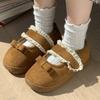 Fashion Outer Wear Lace Mary Jane Cotton Slippers Autumn and Winter 2025 New Indoor Non-slip Platform Student Cotton Shoes