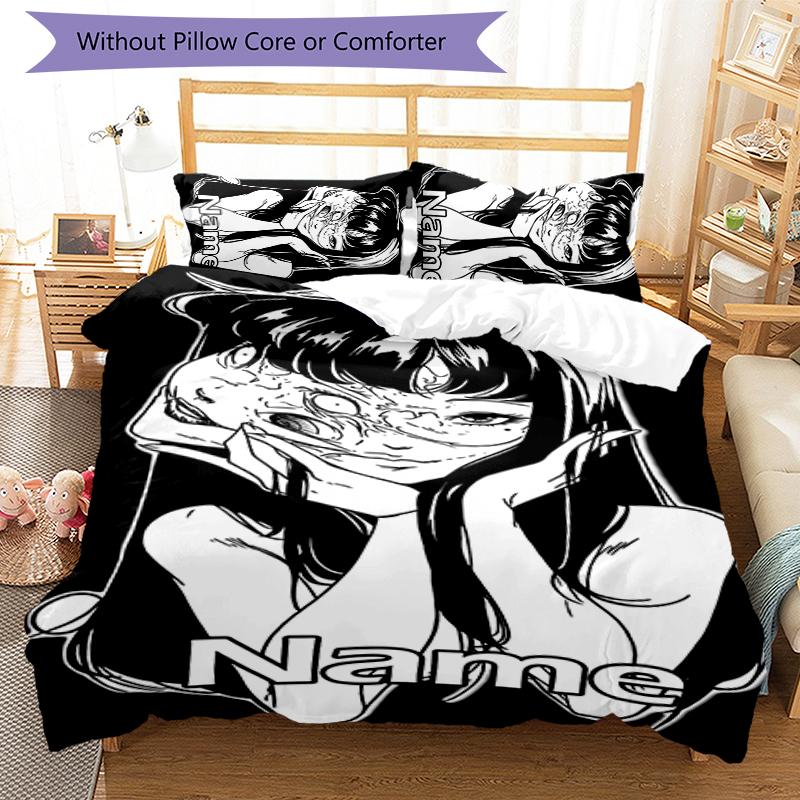 3pcs Custom Name Tomie Kawakami Bedding Set Duvet Cover Closure Includes 1 Duvet Cover & 2 Pillowcases for All Seasons Bedroom Decor