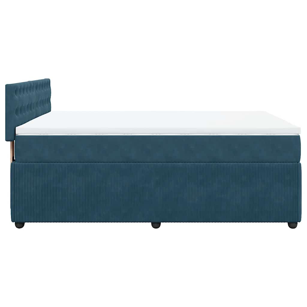 Box Spring Bed with Mattress Blue 140 X 190 Cm Velvet