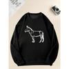 Men's White Donkey Graphic Casual Crewneck Sweatshirt 100% Cotton Printed Long-Sleeve Crew Neck Pullover
