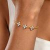 Skyrim Delicate Zircon Flower Charm Bracelets Stainless Steel Gold Color Adjustable Bracelet Women's Bohemian Jewelry Gift