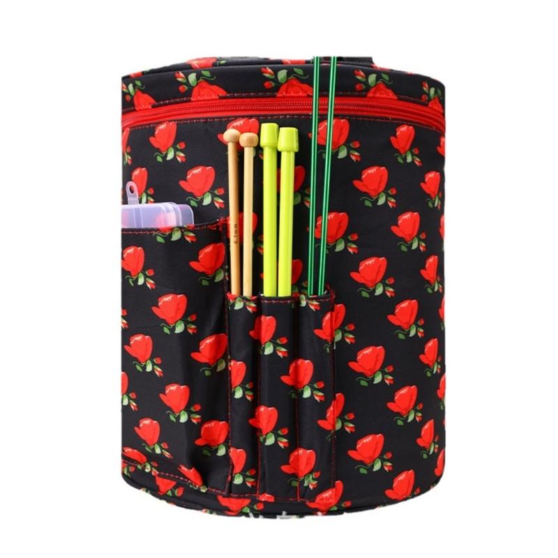 Knitting Tote Bag Crochet Bag Yarn Storage Bag with Compartments for Crochet Hooks, Knitting Needle and Accessories