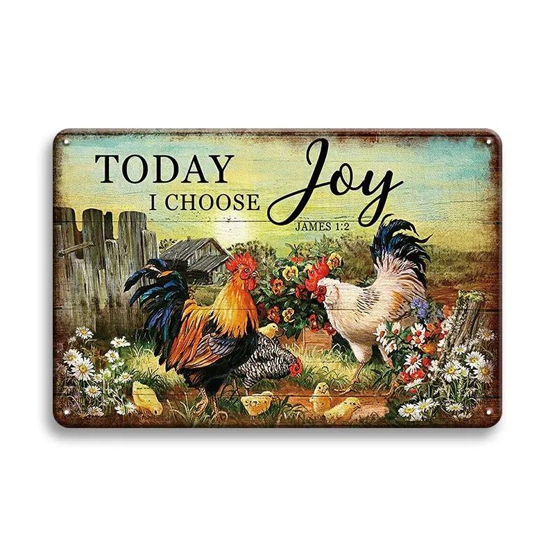 Farm Chicken Färska ägg Metall Plåtskyltar Vintage plakett Väggdekor Plåttallrik Retro affisch Bar Happy Farm Hem Väggdekor