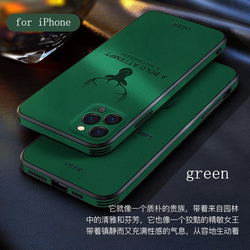 

Чехол для телефона с защитой от падения с головой оленя для iPhone 7 8 Plus 11 12 13 14 Pro Max Mini X XS XR Xsmax Чехол из натуральной кожи с прямыми краями For iPhone 13