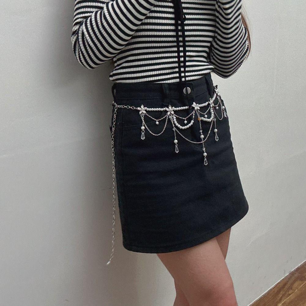 Schmetterling Y2k Taillenkette Koreanischer Stil Bauchkette Mode Mehrlagige Perlen-Taillenkette Geschenk