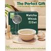Matcha Whisk Set with Matcha Bowl, Matcha Whisk Holder Matcha Bamboo Whisk, Scoop, Sifter, Unique Gifts for Women Men Girl Friend Home Kitchen Decor