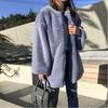 Womens Mid-Length Faux Fur Coat Long Sleeve Warm Winter Outerwear Street Style