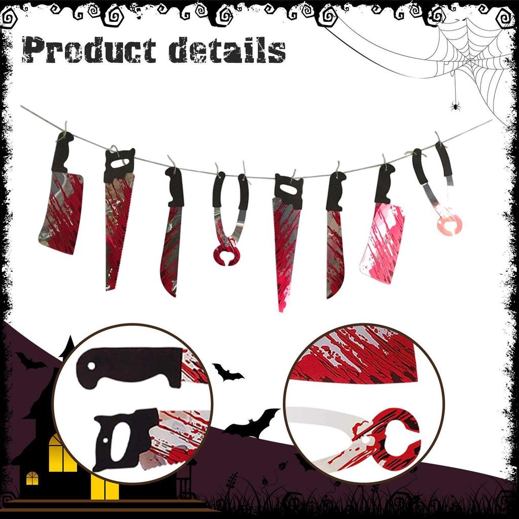 Halloween Knife Banner Decoration Versatile Scary Horrible Ornament Hanging for Hotel Railing