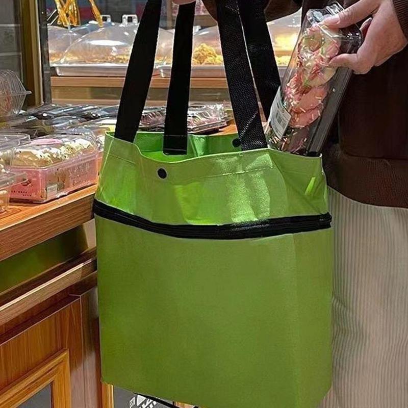 Portable Foldable Shopping Bag With Wheels Trolley Large Reusable Cloth Handbag Tote Bags Supermarket Home Grocery Pull Cart Bag