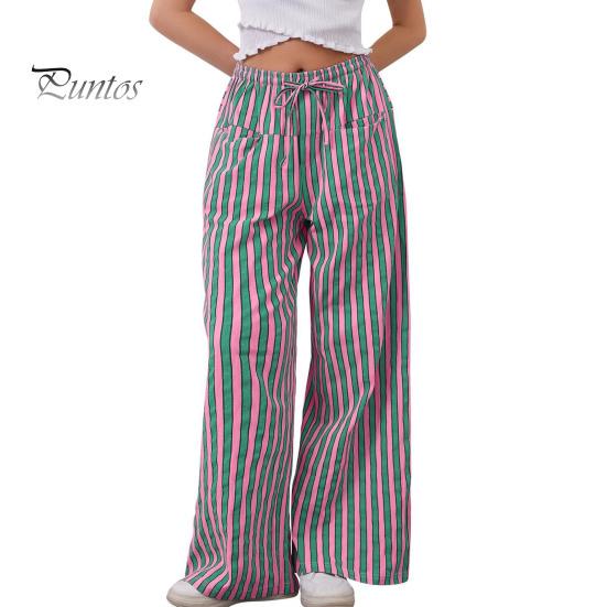 

Женские длинные брюки с низкой посадкой, эластичной талией, регулируемыми шнурками, повседневными брюками с карманами, свободными широкими брюками M розовый зеленый