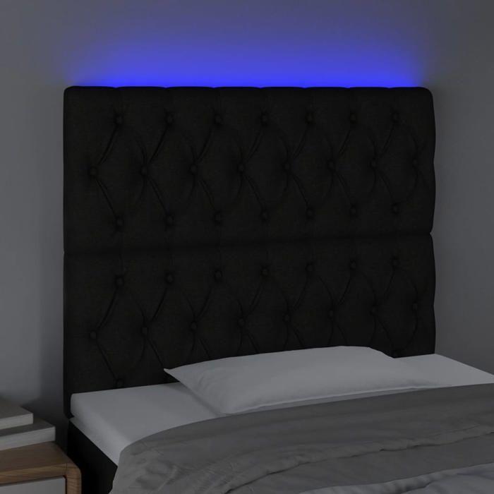 VidaXL Tête de Lit à LED Meuble de Chambre à Coucher Accessoire de Lit Simple Tête de Cadre de Lit Intérieur Noir 3122752