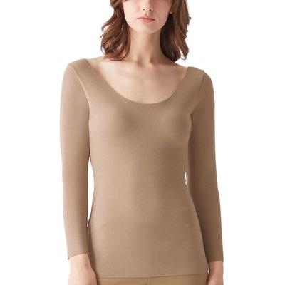 Gunze KIREILABO Long Sleeve Bra Organic Cotton Innerwear with Celan Beige Women's Top, Mix, Heat-Generating Cups, KB8049K,