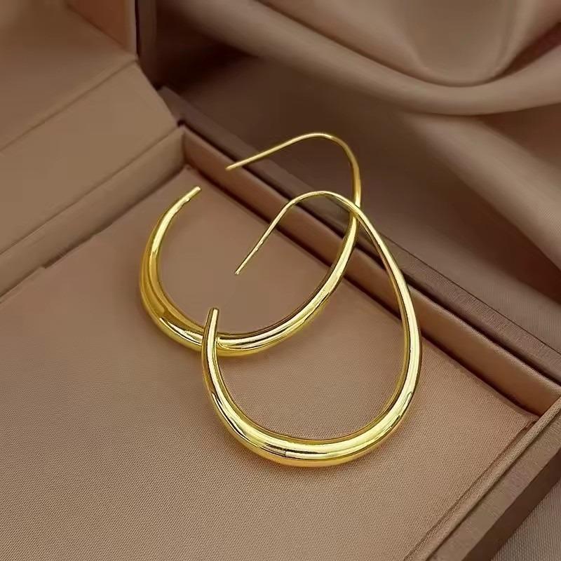 Waterdrop Shaped Big Hoop Earrings for Women Minimalist Metal Earrings Daily Wear Temperament Statement Jewelry Drop Ship