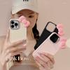 Cute Pink Bow Iphone17 Apple 16 Mobile Phone Case 11 Three-dimensional 13 Silicane 14 Promax Suitable for 12 Sets