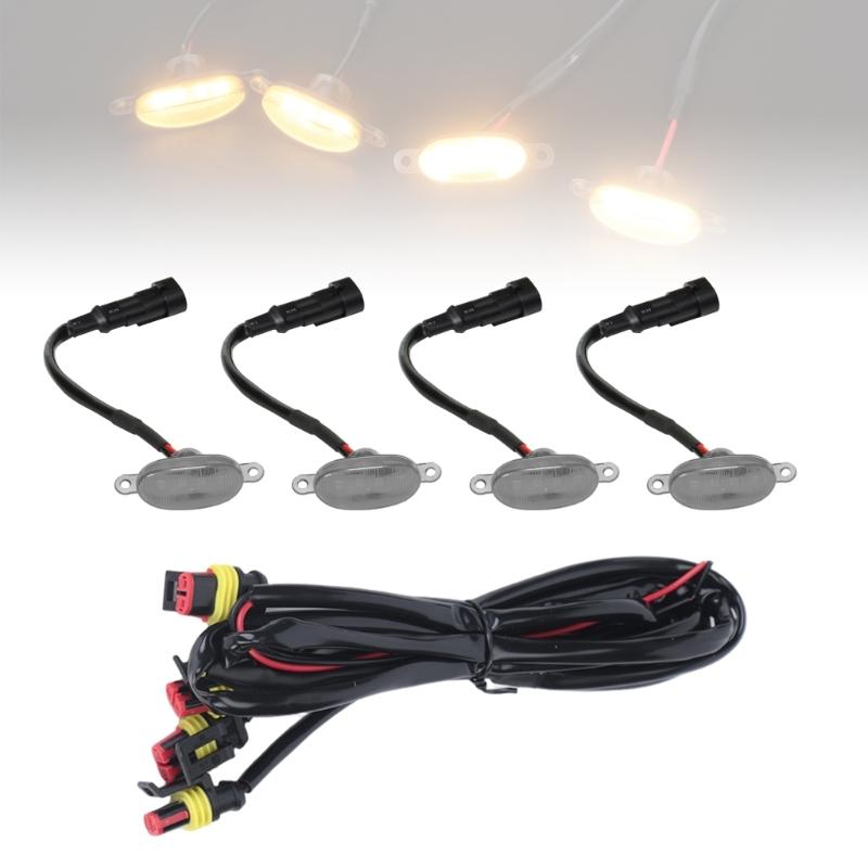 Four-Piece Vehicle Grille Light Kit, 12V LED Modules with One-to-Four Wiring Harness for Pickup Lighting Projects
