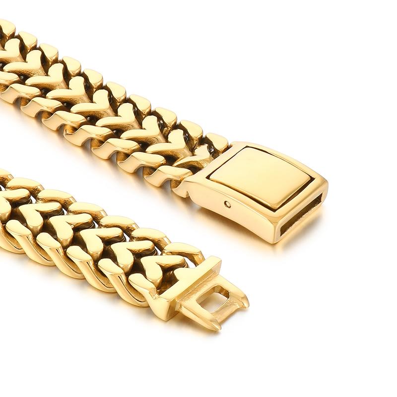 Heavy Wheat Chain Men's Bracelet and Necklace Polished Rotre Bracelet's Stainless Steel Biker Party Jewelry Sets Male Gift