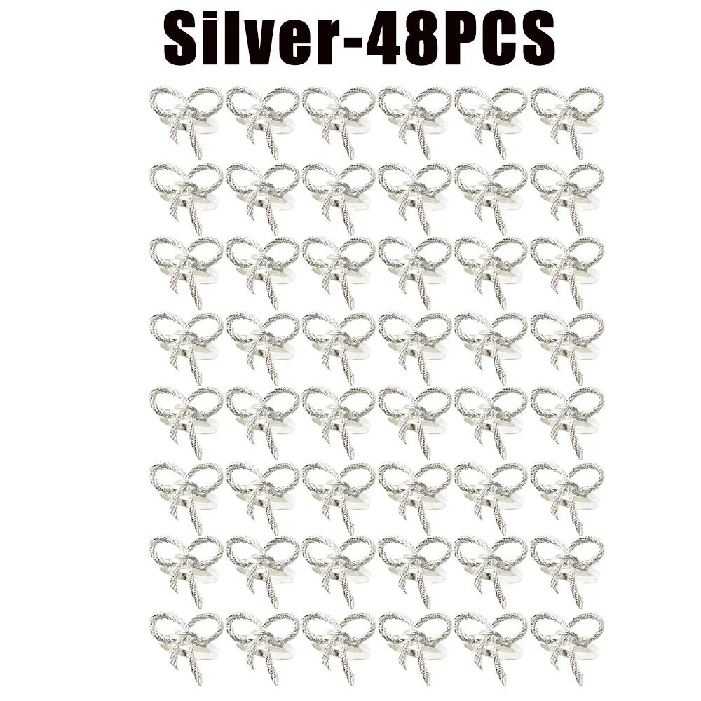 Shiny Metal Bow Napkin Ring Holder Elegant Table Setting Alloy Decor Reusable for Wedding Banquet Dinner Parties