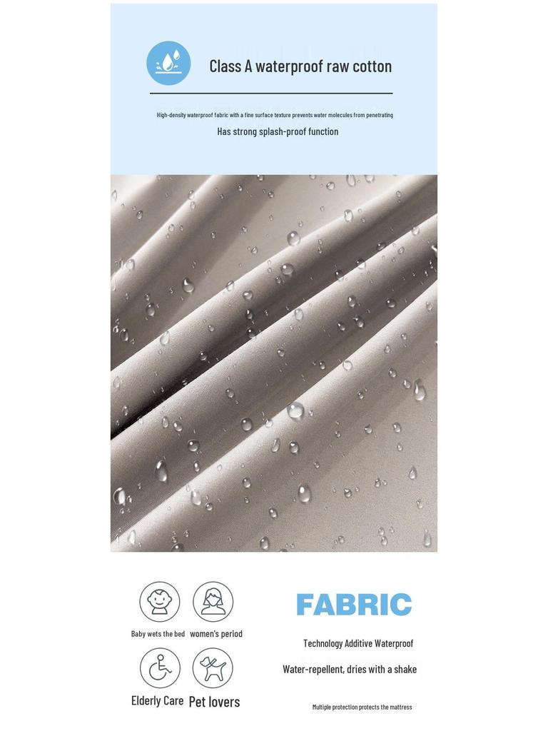 Waterproof & Breathable Raw Cotton Fitted Sheet Set - Single, Skin-Friendly, Solid Color, Urine-Proof, Full Wrap Protective Cover