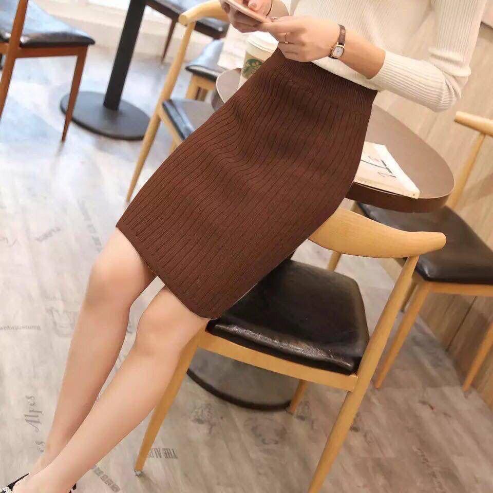 Large Size High Waist Hip Hugging Knitted Half Skirt Yarn Versatile Skirt